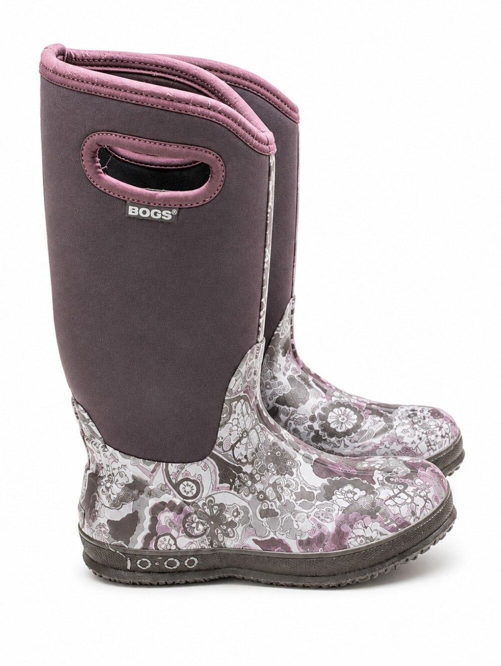 Bogs Tall Waterproof Insulated Rain Snow Boots Women’s Size 7 Purple Floral